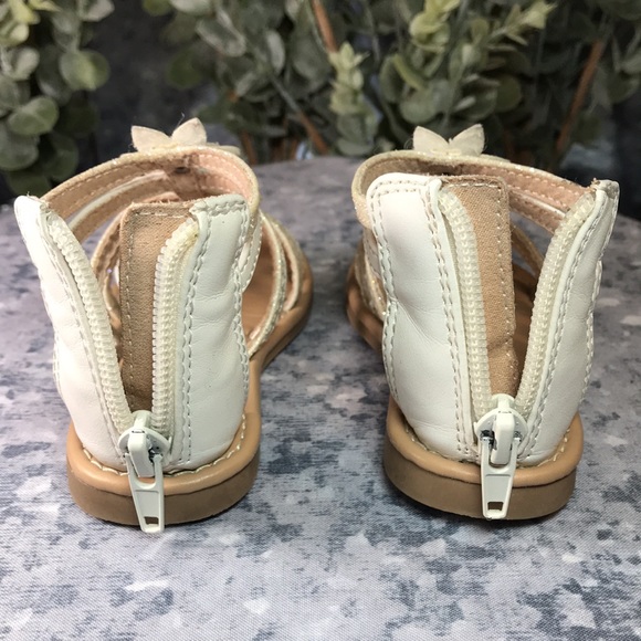 Falls Creek Little Girls Size 5 White Strappy Open Toe Glitter Flower Sandals ☀️ - Picture 7 of 9